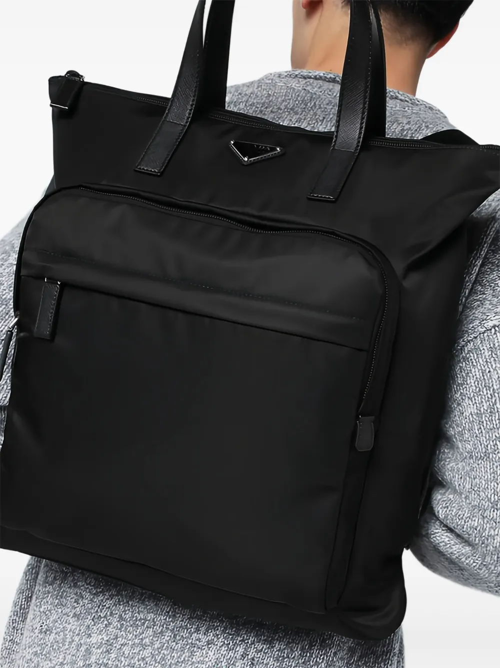Prada Messengertas met logoplakkaat - Zwart