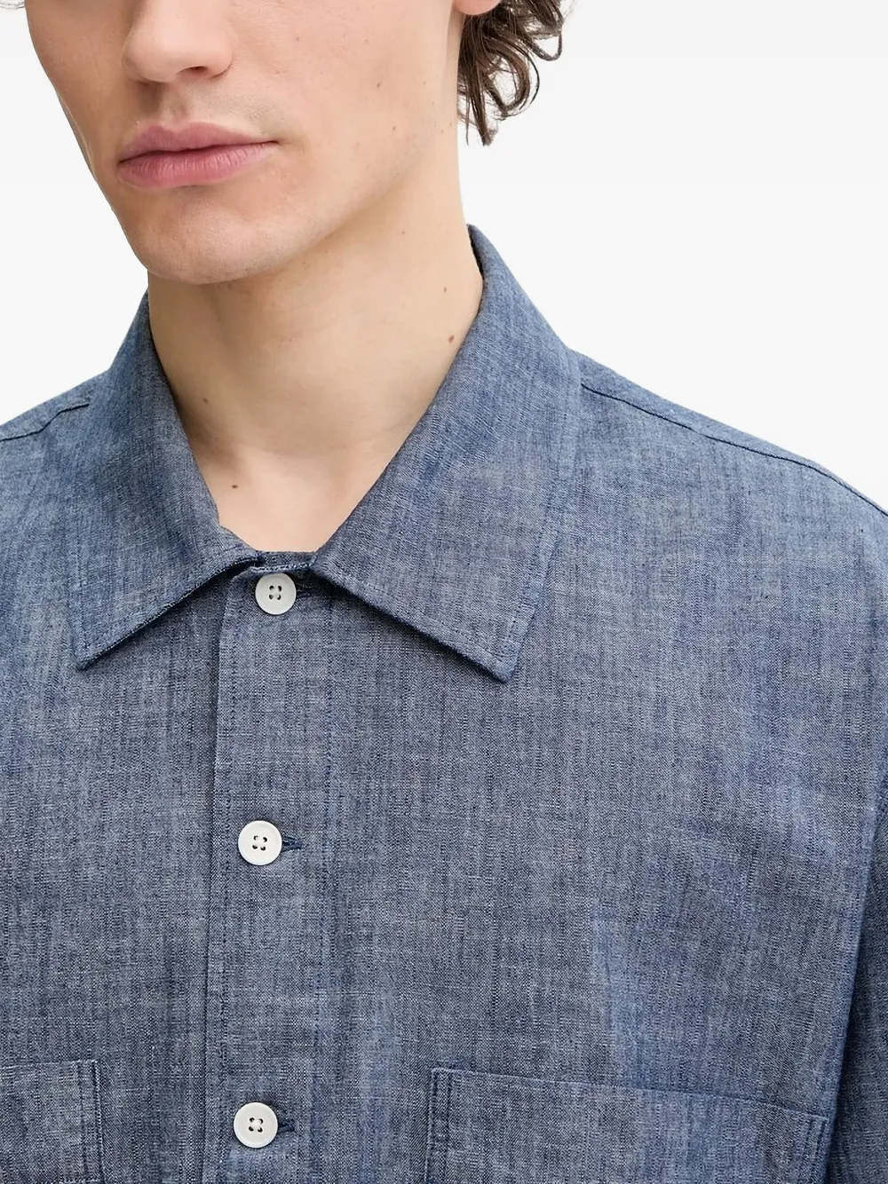Sunflower short-sleeve patch-pocket shirt Blauw