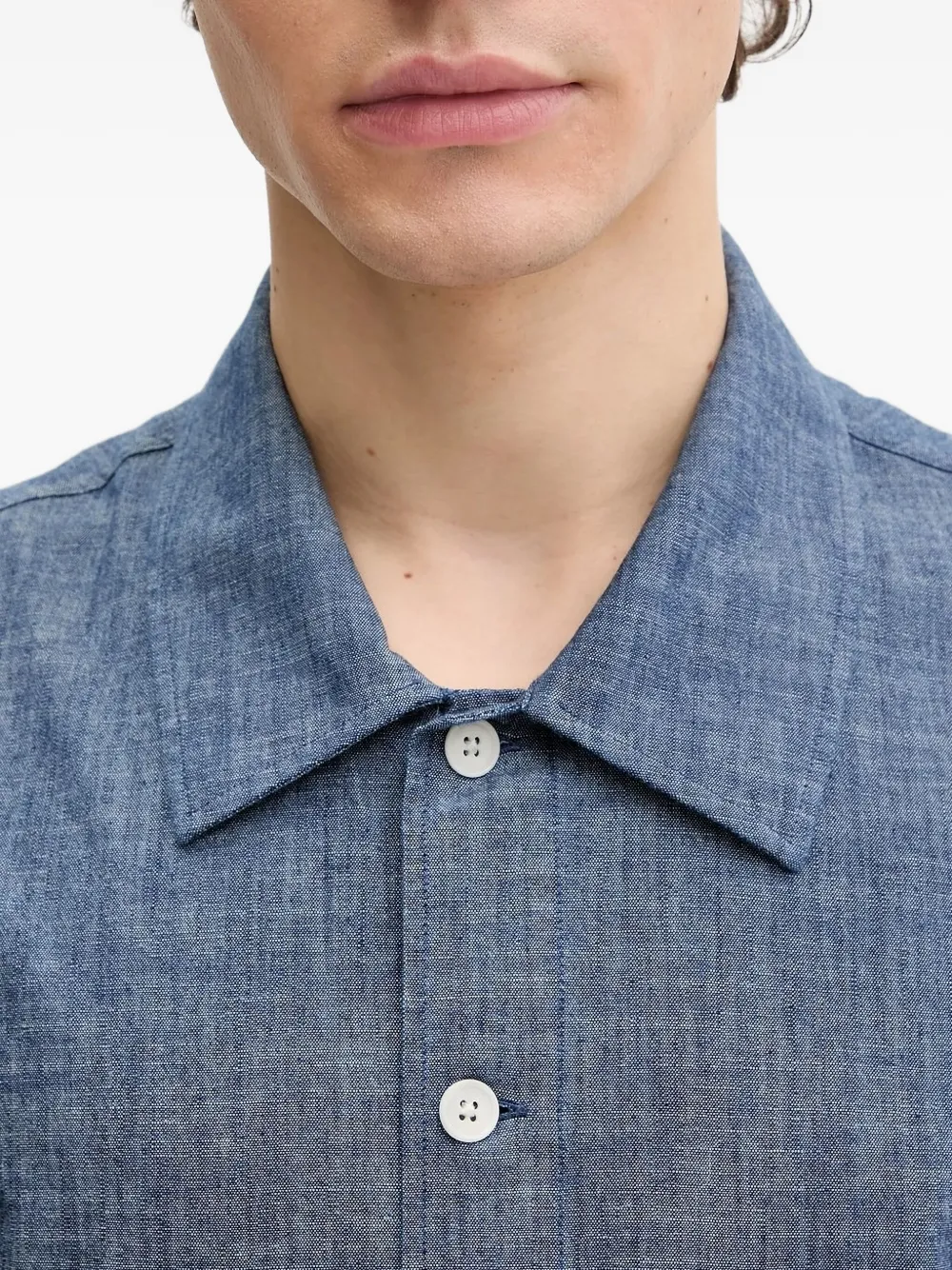 Sunflower short-sleeve patch-pocket shirt Blauw