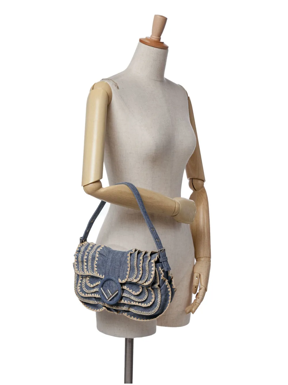 Fendi Pre-Owned 2010-2024 Embroidered Denim Ruffled F Is
