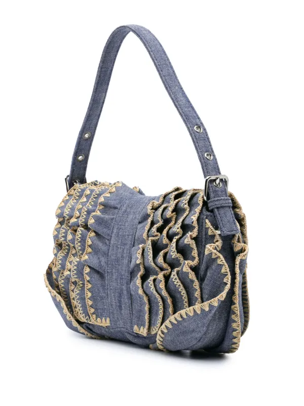 Fendi Pre-Owned 2010-2024 Embroidered Denim Ruffled F Is