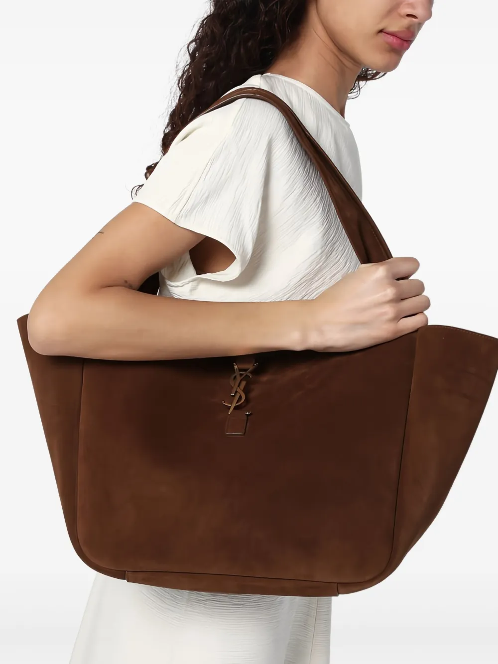 Saint Laurent Suède shopper Bruin