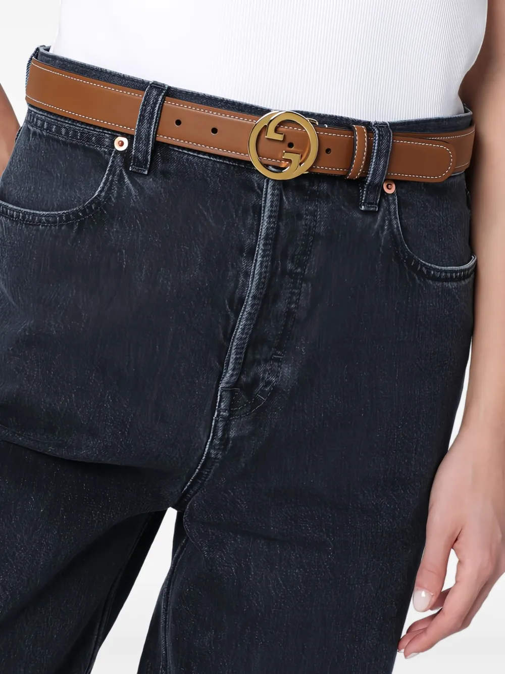 Gucci Leren riem Bruin