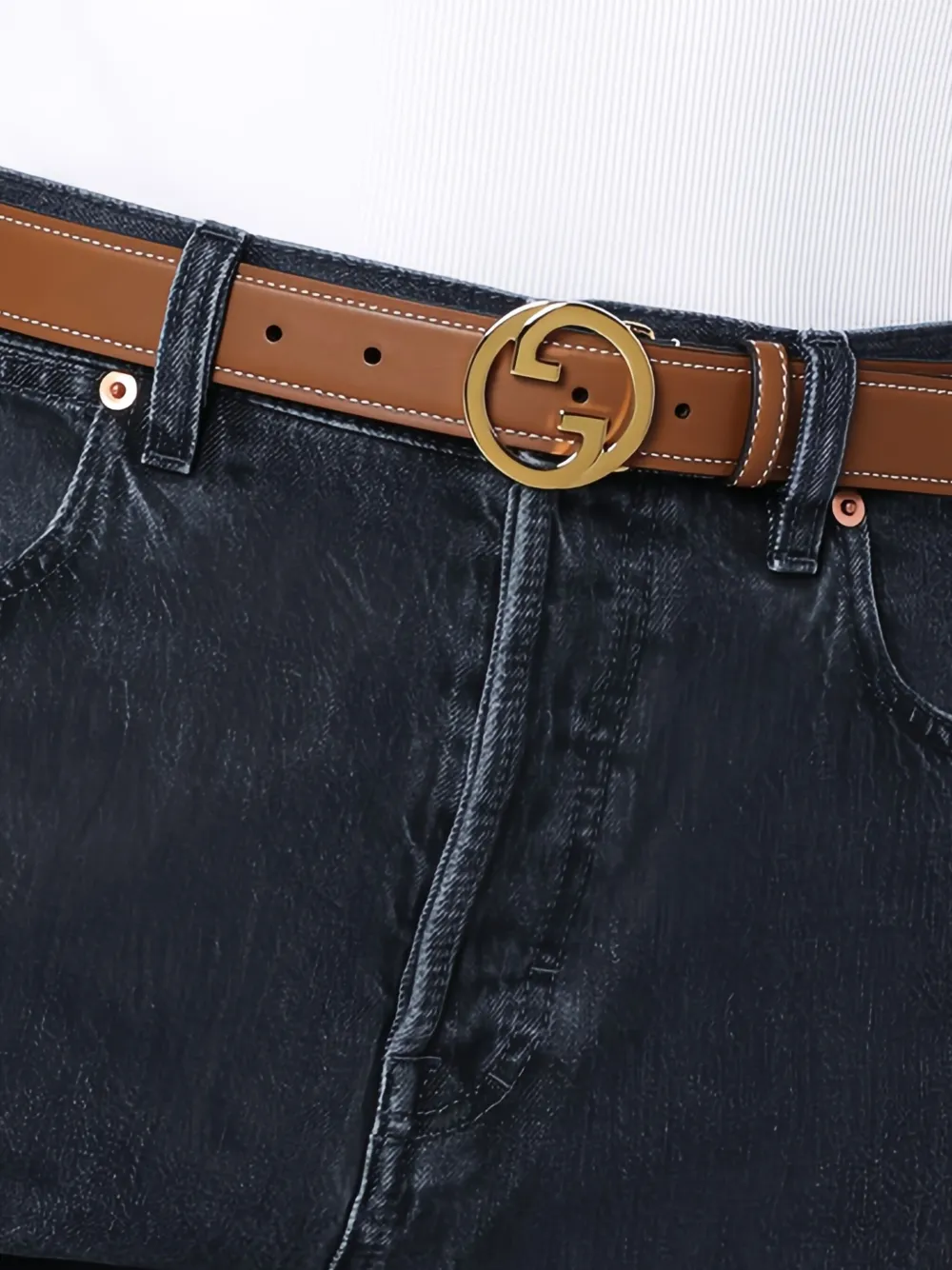Gucci Leren riem Bruin