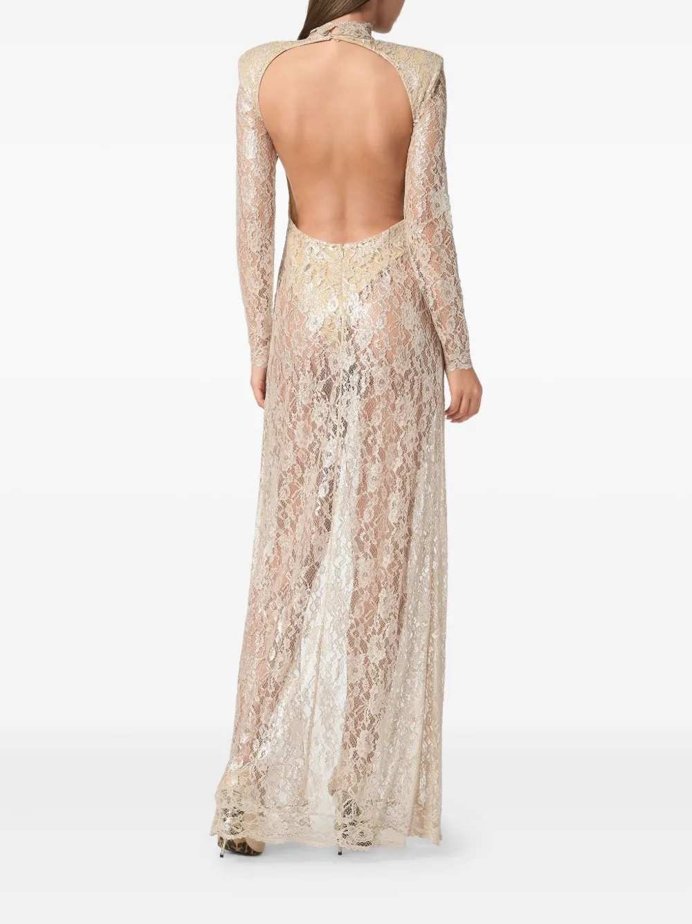 Philipp Plein Maxi-jurk met kant Beige