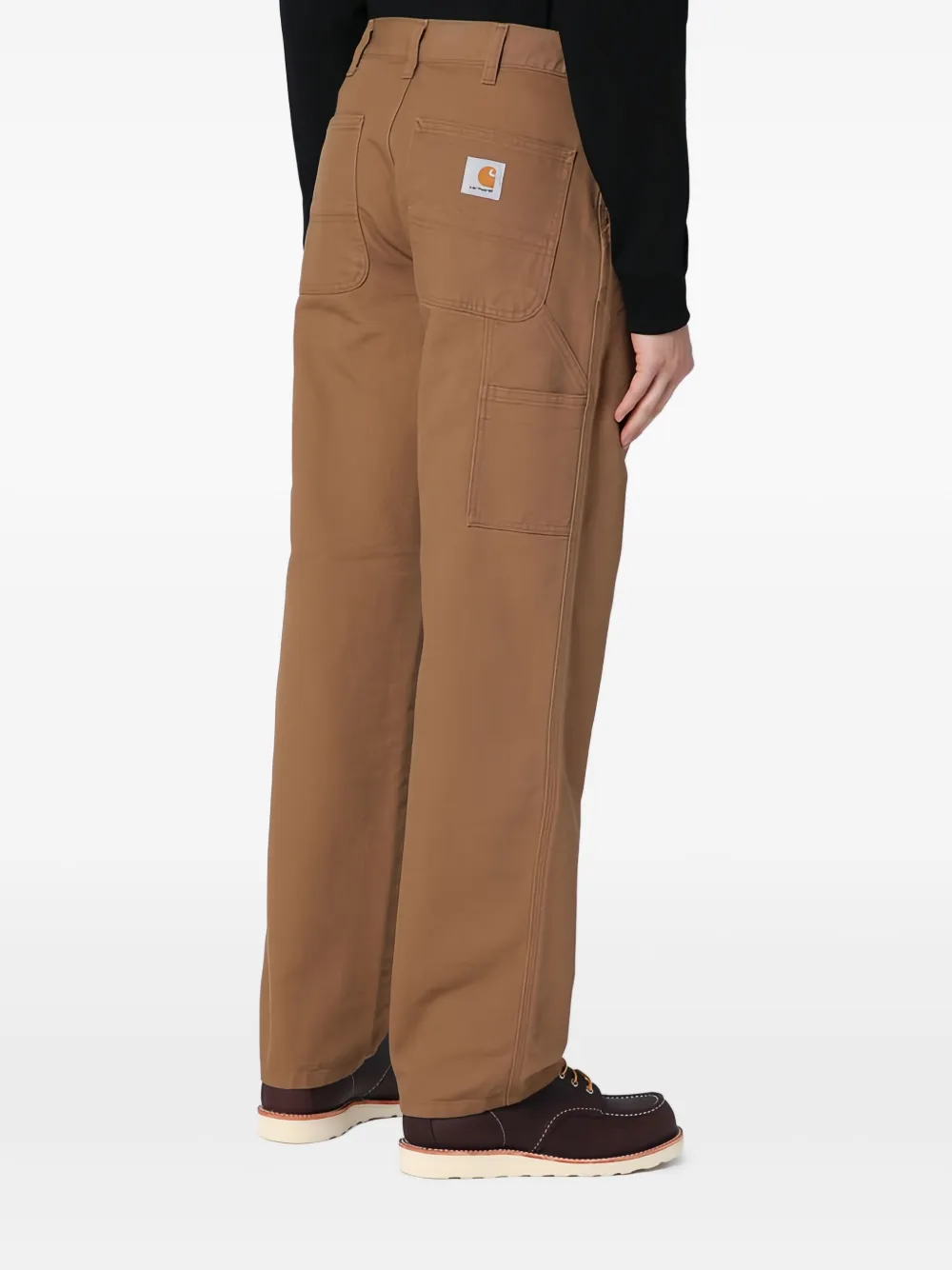 Carhartt Hamilton Organic Cotton Trousers With Knee Patch In Brown
