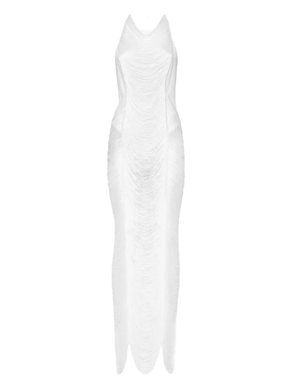 Philipp Plein Midi-rok met franje "01 white"