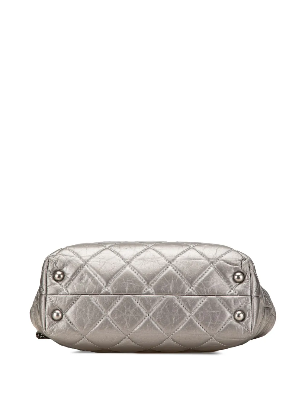 Pre-owned Chanel 2010-2011 Reissue 2.55 Quilted Aged Calfskin Tote Bag In Silver