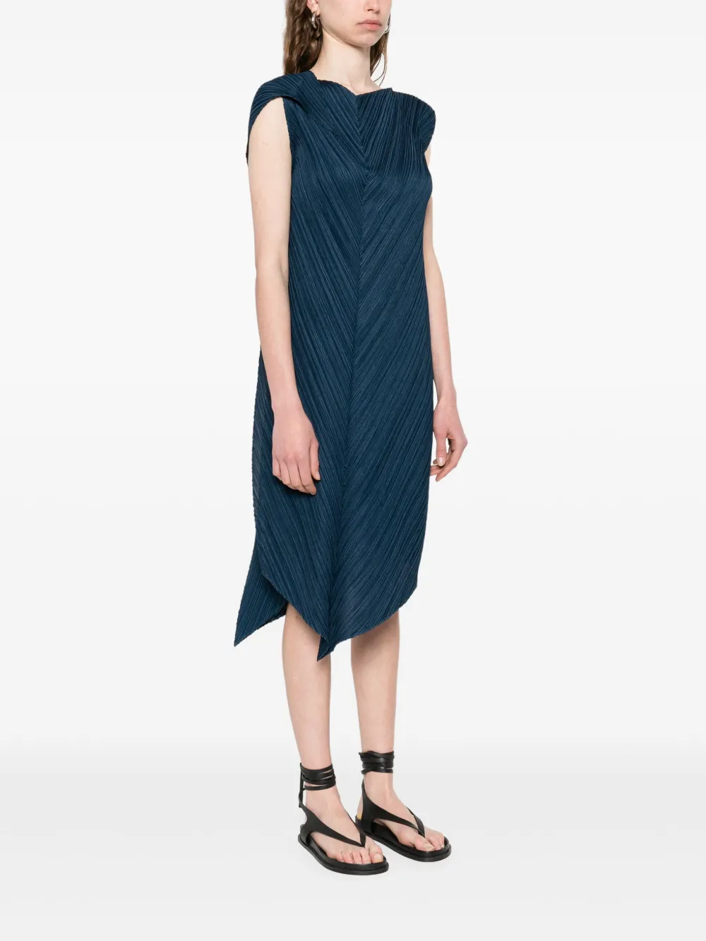 Pleats Please Issey Miyake Flare jurk Blauw