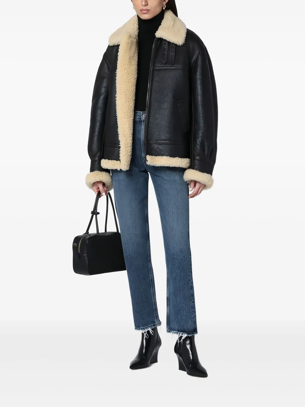 Saint Laurent Lammy coat Zwart