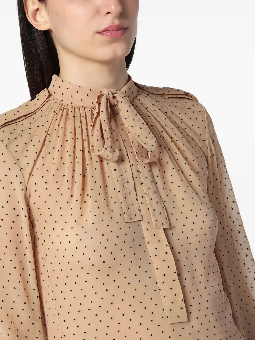 Saint Laurent CAMICIA blouse met stippen Beige