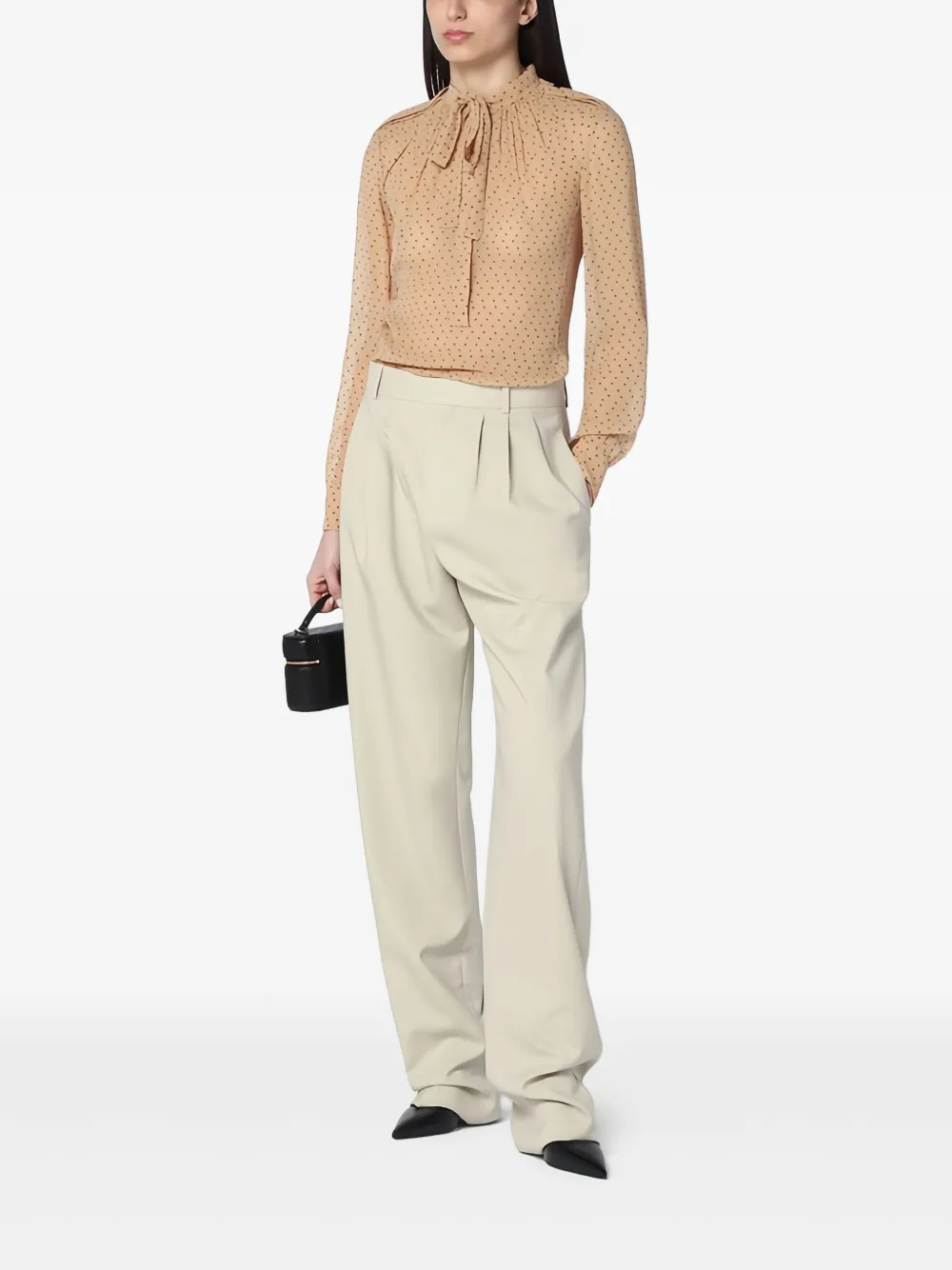 Saint Laurent CAMICIA blouse met stippen - Beige