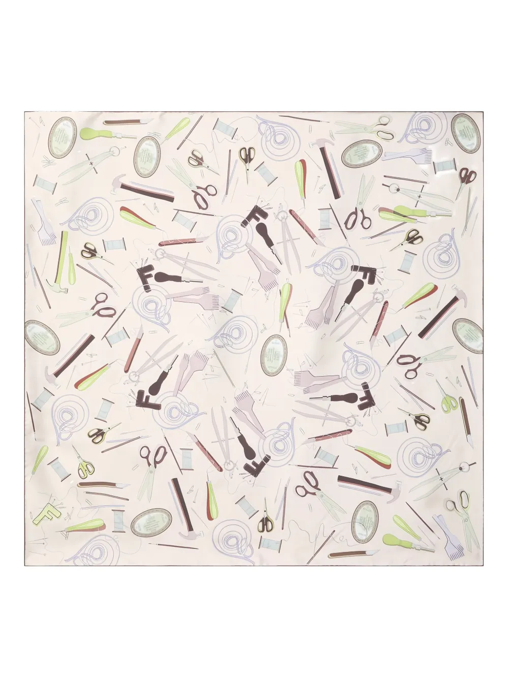 FENDI Foulard in seta con stampa grafica - Rosa