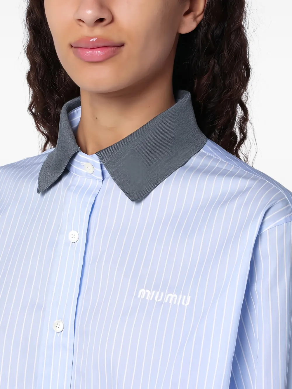 Miu Gestreept katoenen blouse Blauw