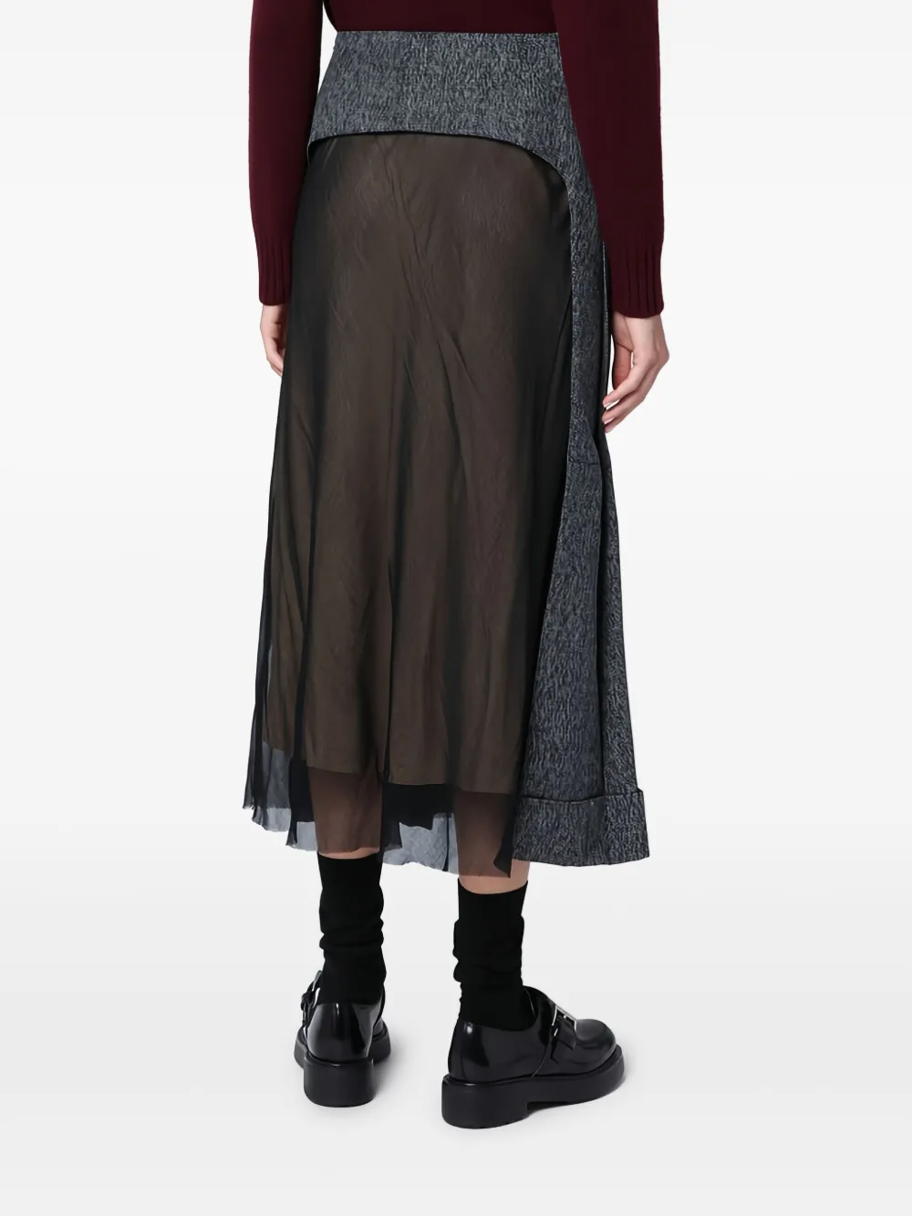 Prada Wool Midi Skirt In Black