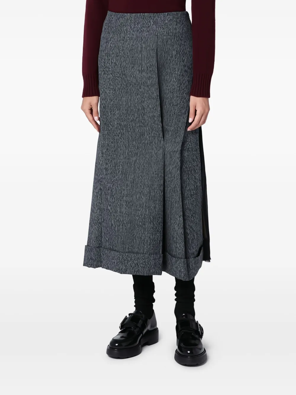 Prada Wool Midi Skirt In Black