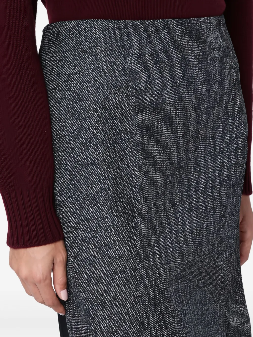 Prada Wool Midi Skirt In Black