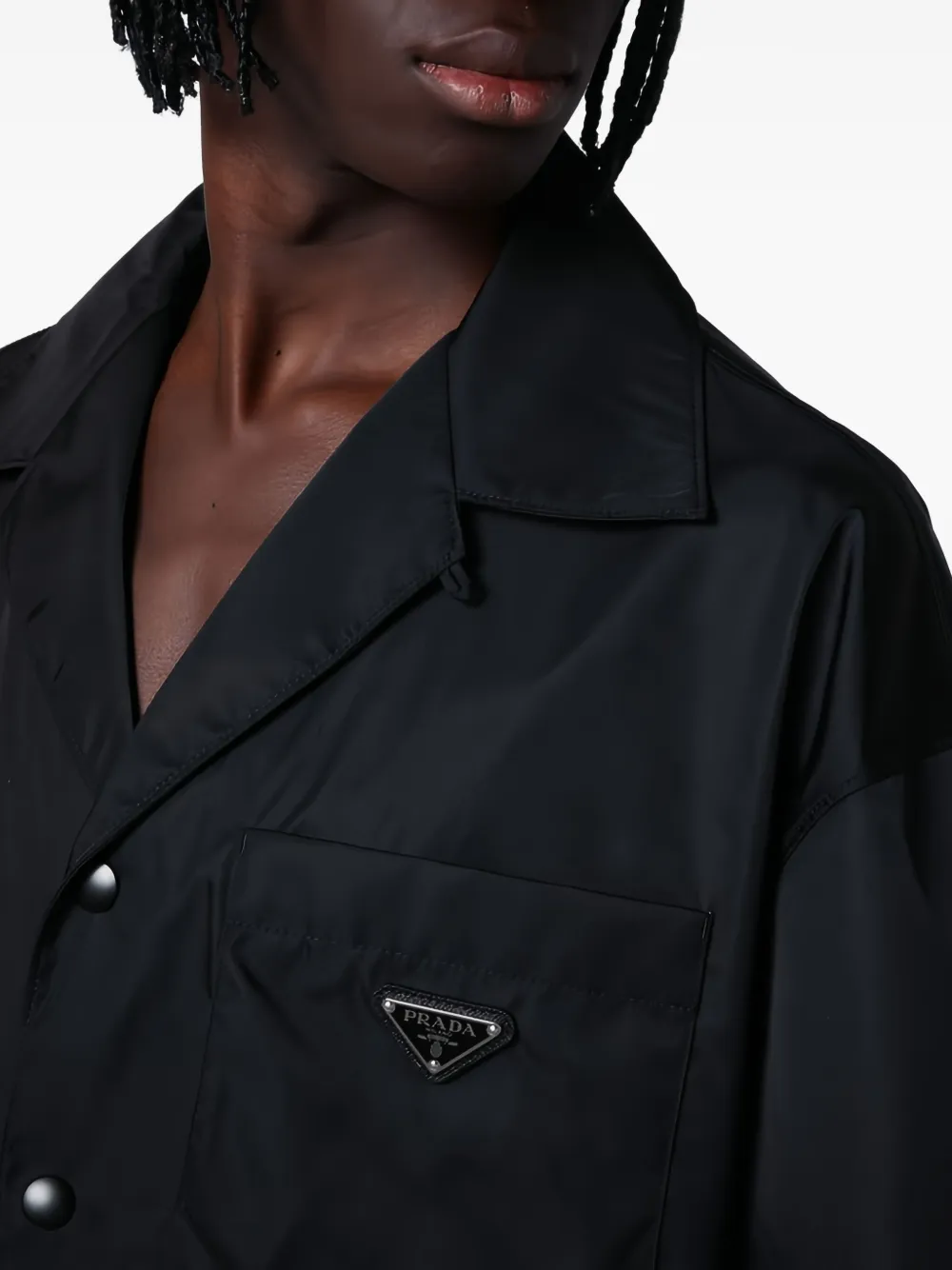 Prada Overhemd met triangel-logo Zwart