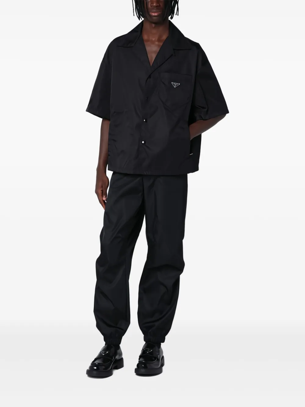 Prada Overhemd met triangel-logo Zwart