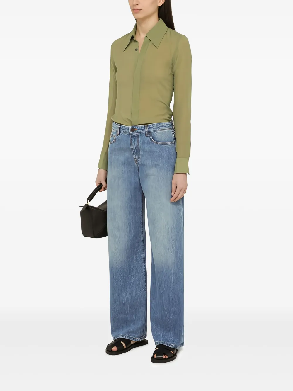 AMI Paris Zijden blouse Groen