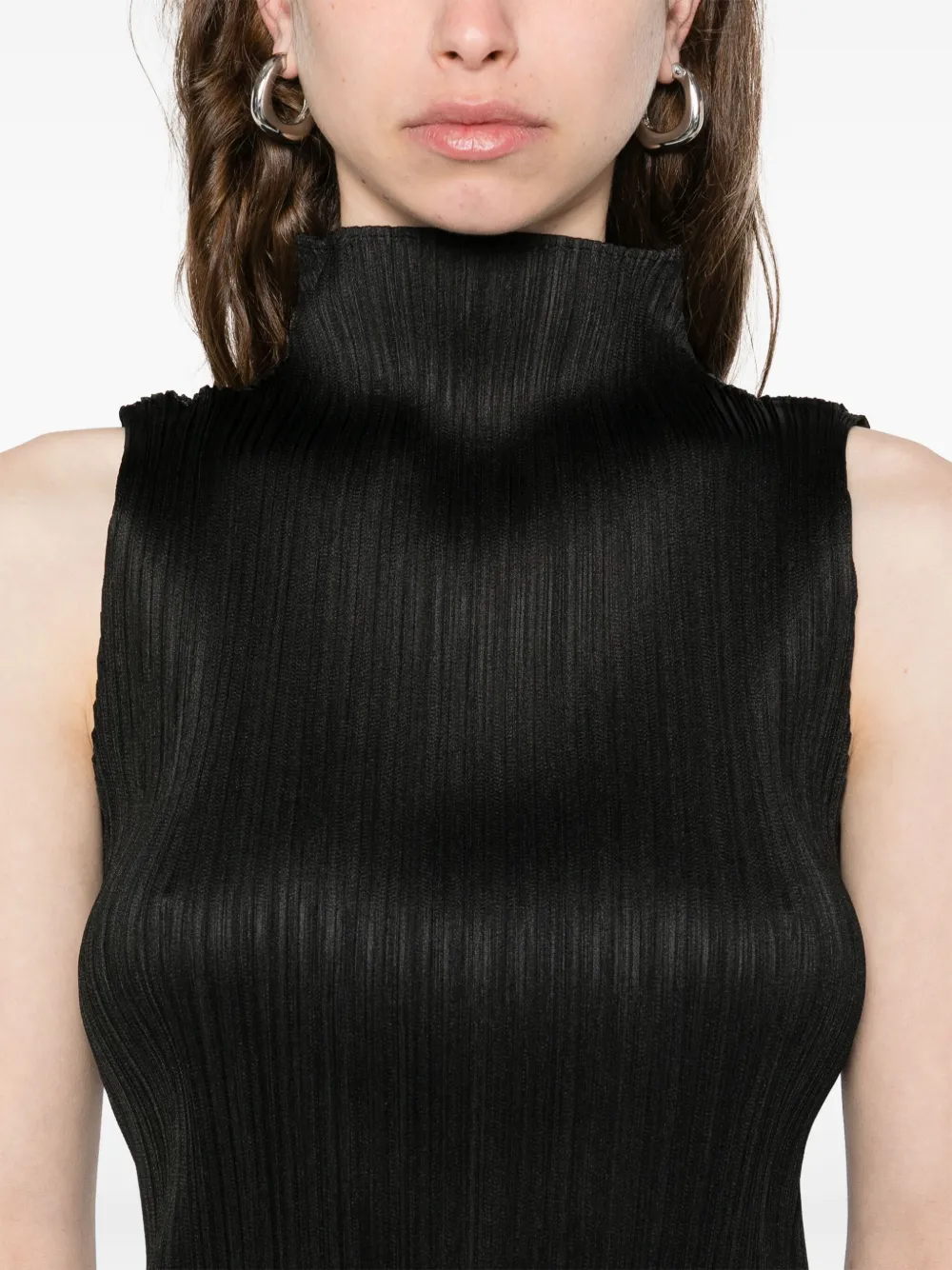 Pleats Please Issey Miyake Geplooide top Zwart