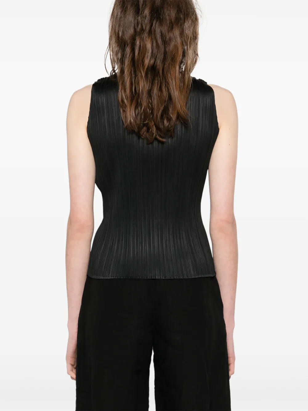 Pleats Please Issey Miyake Geplooide top Zwart