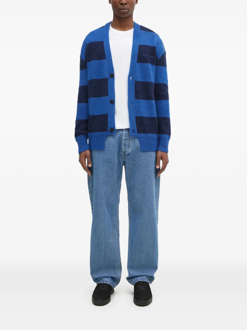 Aries Gestreept vest met knopen Blauw