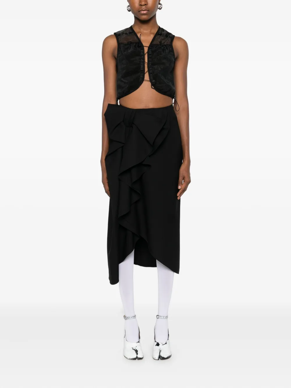 Viktor & Rolf bow ruffled pencil skirt - Zwart