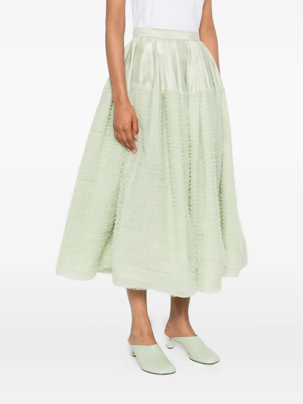 Viktor & Rolf Ruffled Satin A-line Skirt In Green