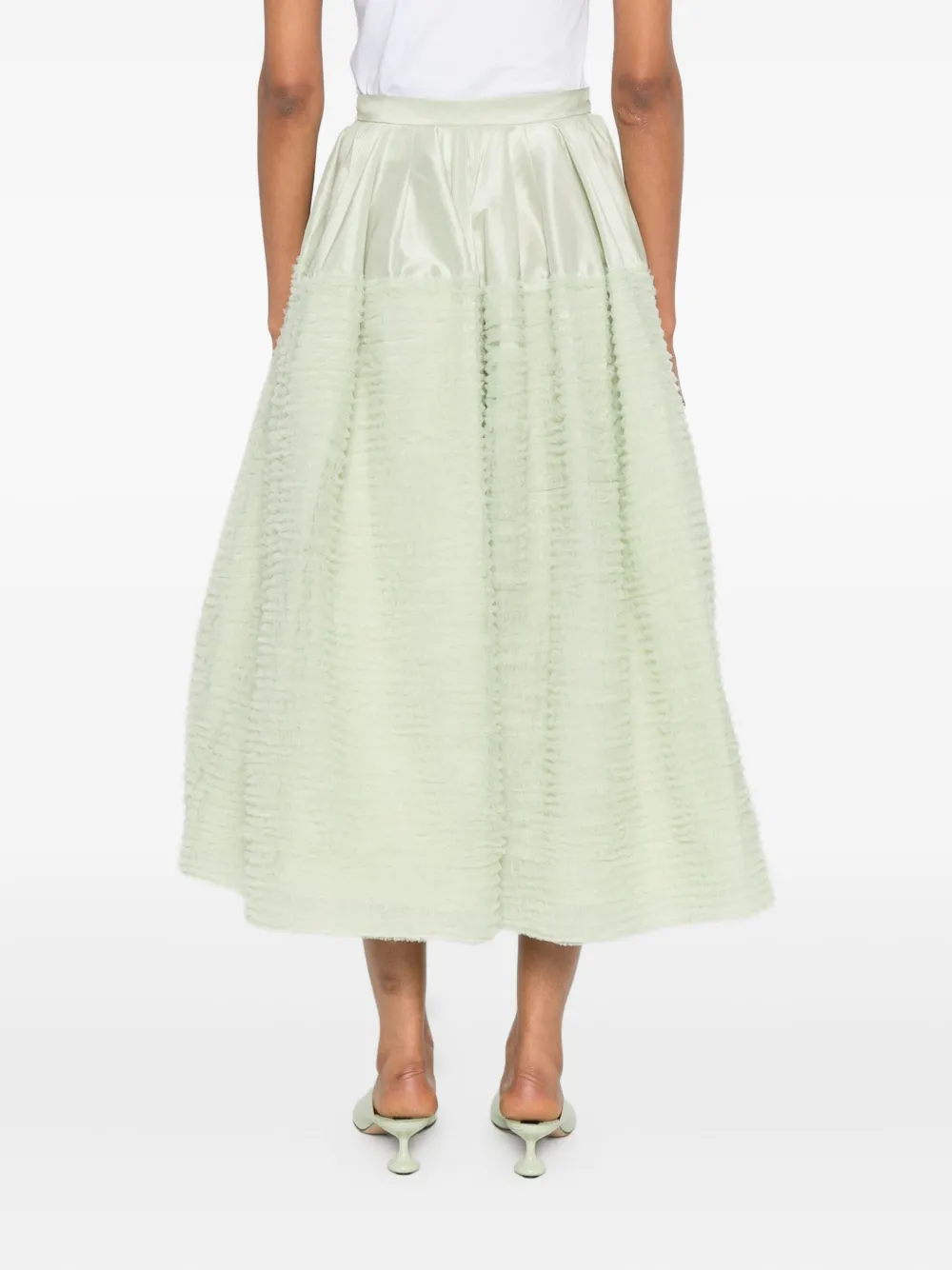 Viktor & Rolf Ruffled Satin A-line Skirt In Green