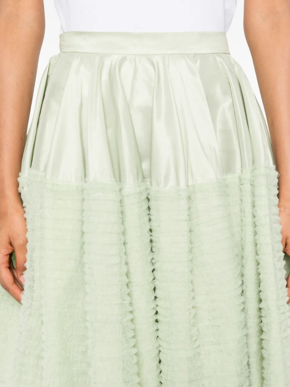 Viktor & Rolf Ruffled Satin A-line Skirt In Green