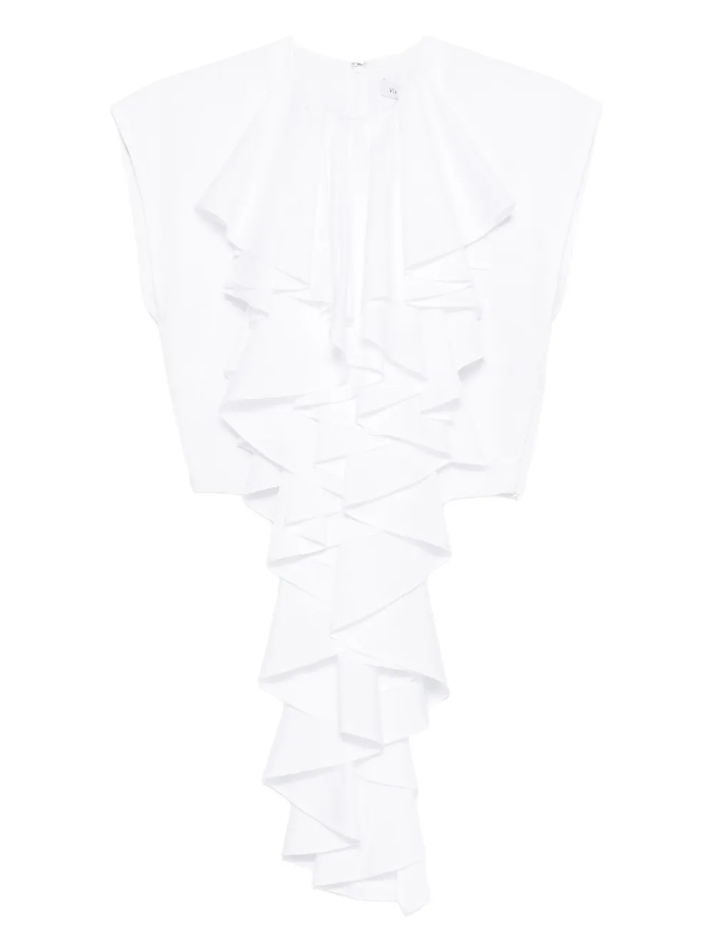 Viktor & Rolf Jabot Ruffle Top In White