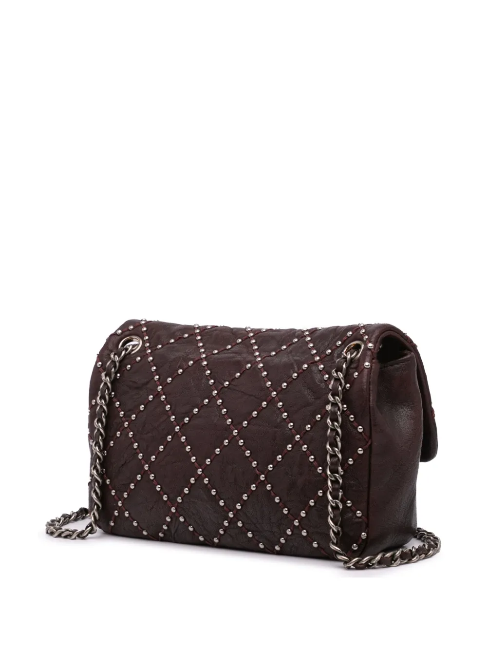 CHANEL Pre-Owned Beauty Flap skuldertaske i forvasket lammeskind med metalnitter fra 2014 | Pre-owned | Image 2