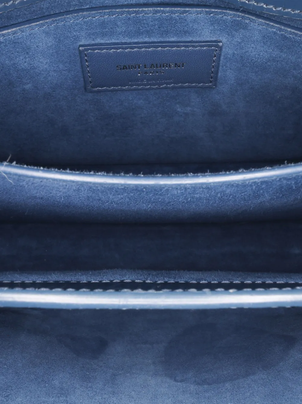 Pre-owned Saint Laurent 2017 Medium Croc Embossed Monogram Sunset Bag Crossbody Bag In Blue