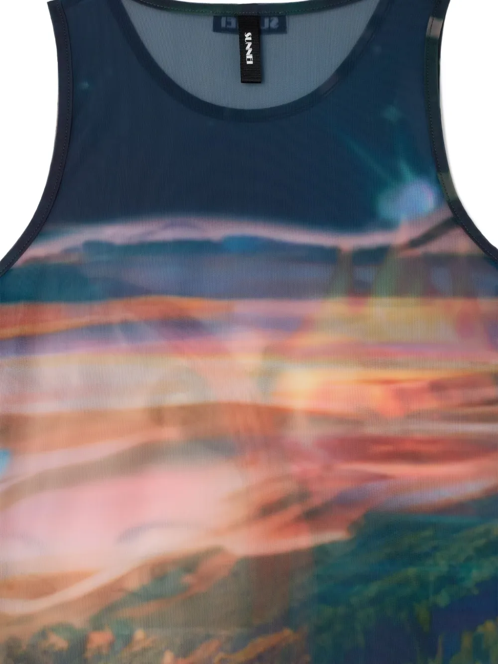 Sunnei Doorzichtige top met print Blauw