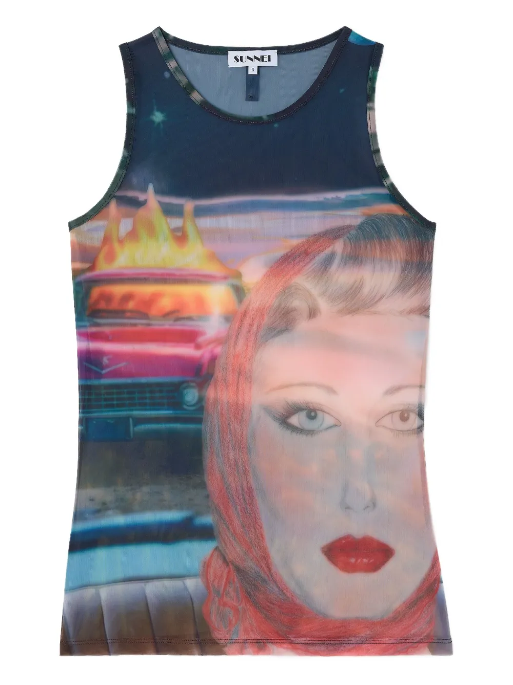 Sunnei Annemarie-print sheer top | Blue | Image 1