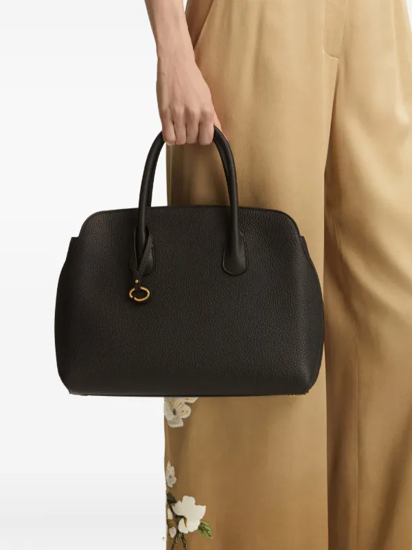 レザー　ハンドバッグ ブラック Oscar De La Renta テクスチャードレザー ハンドバッグ | ブラック