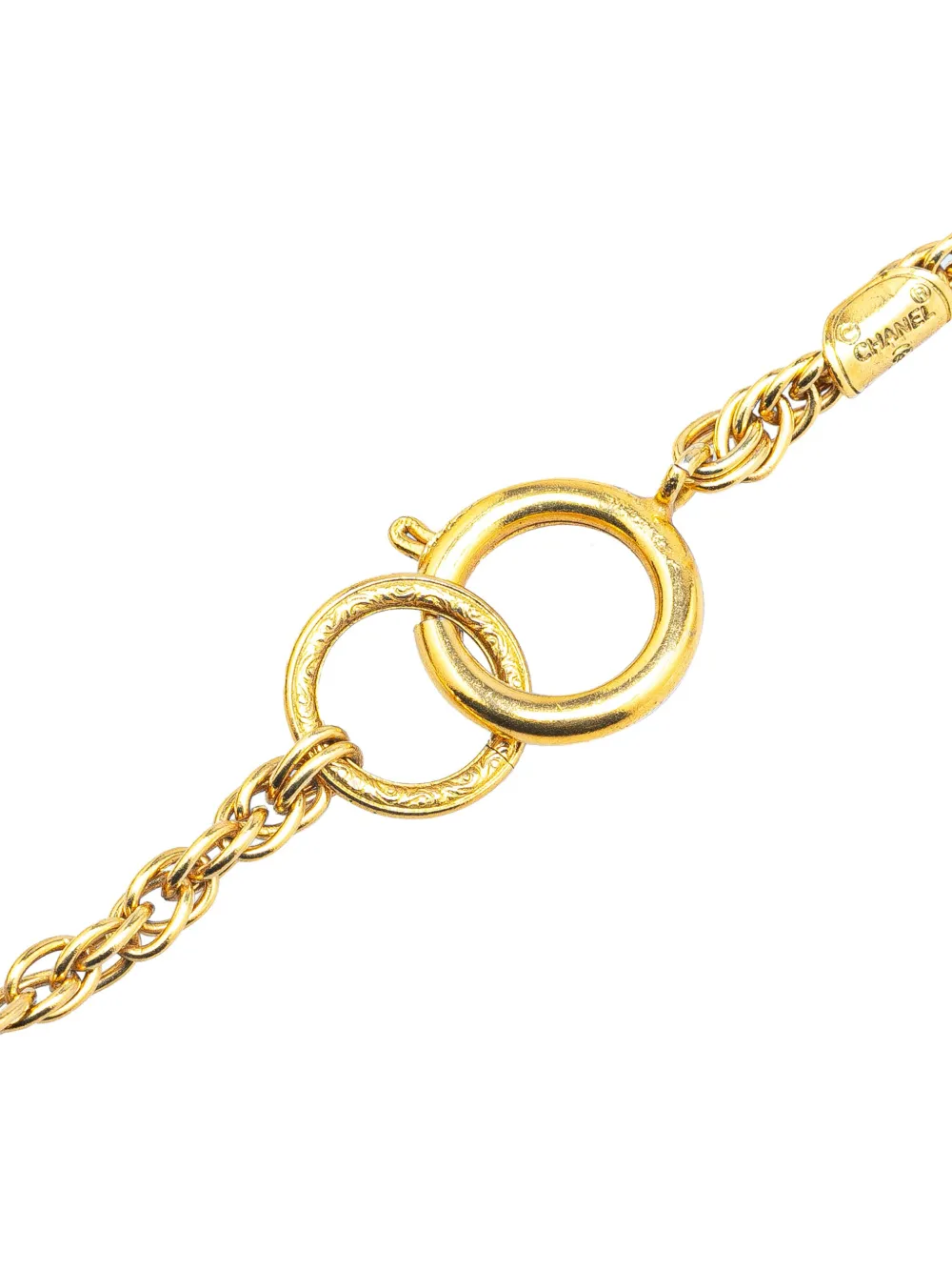 CHANEL Pre-Owned 1970-1980 Gold Plated CC Rhinestones Pendant Necklace costume necklace | Image 2
