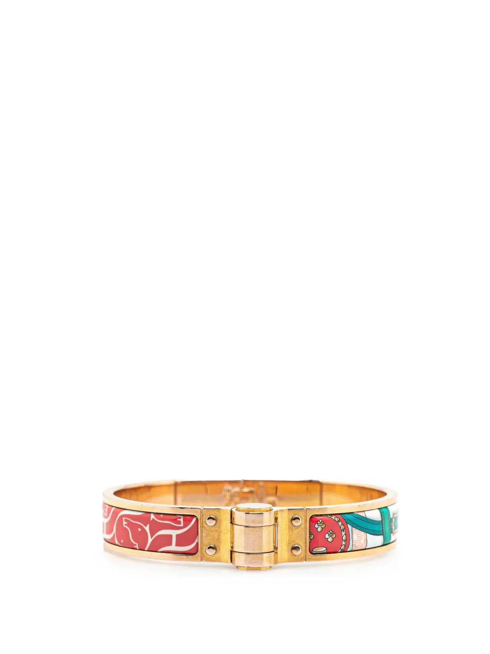 Pre-owned Hermes 2000-2020 Narrow Enamel Hinge Bracelet Gm Costume Bracelet