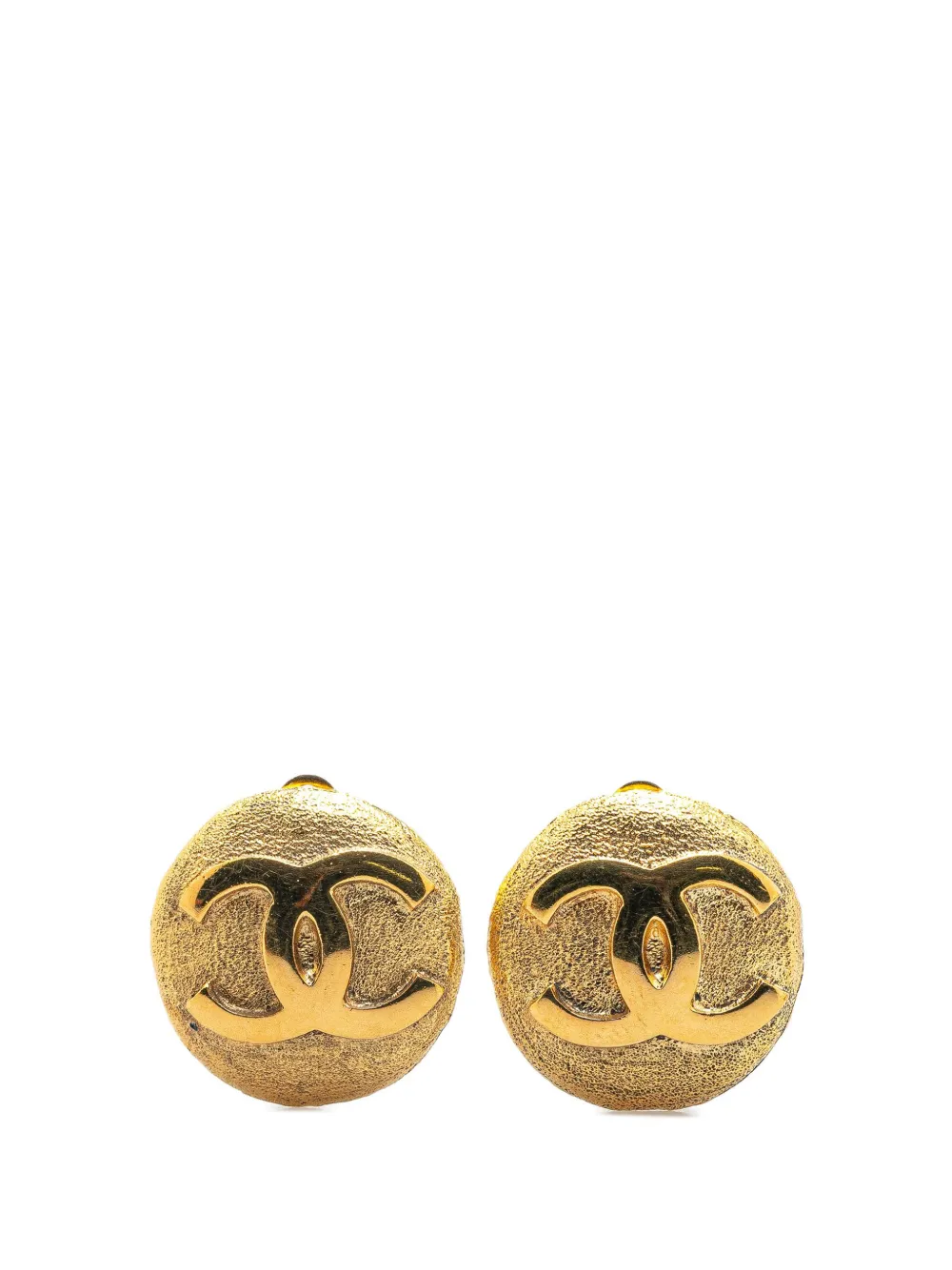 CHANEL Pre-Owned 1980-1990 Gold Plated CC Round Clip On Earrings costume earrings | Gold | Image 1