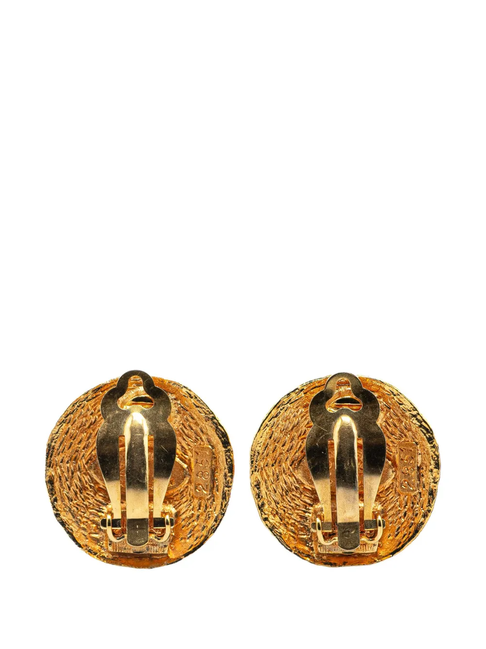 CHANEL Pre-Owned 1980-1990 Gold Plated CC Round Clip On Earrings costume earrings | Image 2