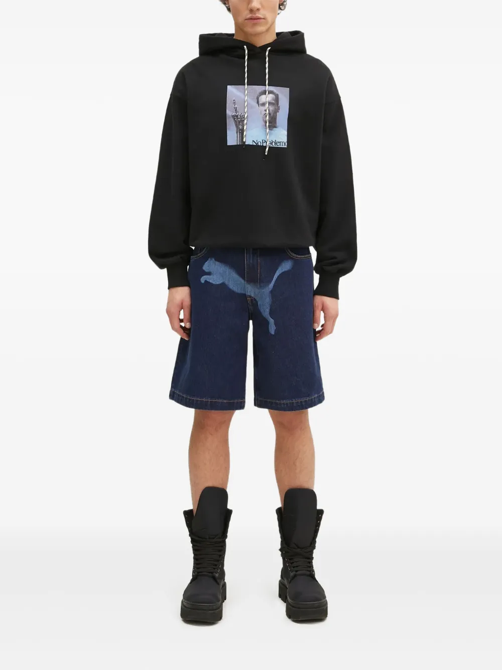 Aries Hoodie met print Zwart
