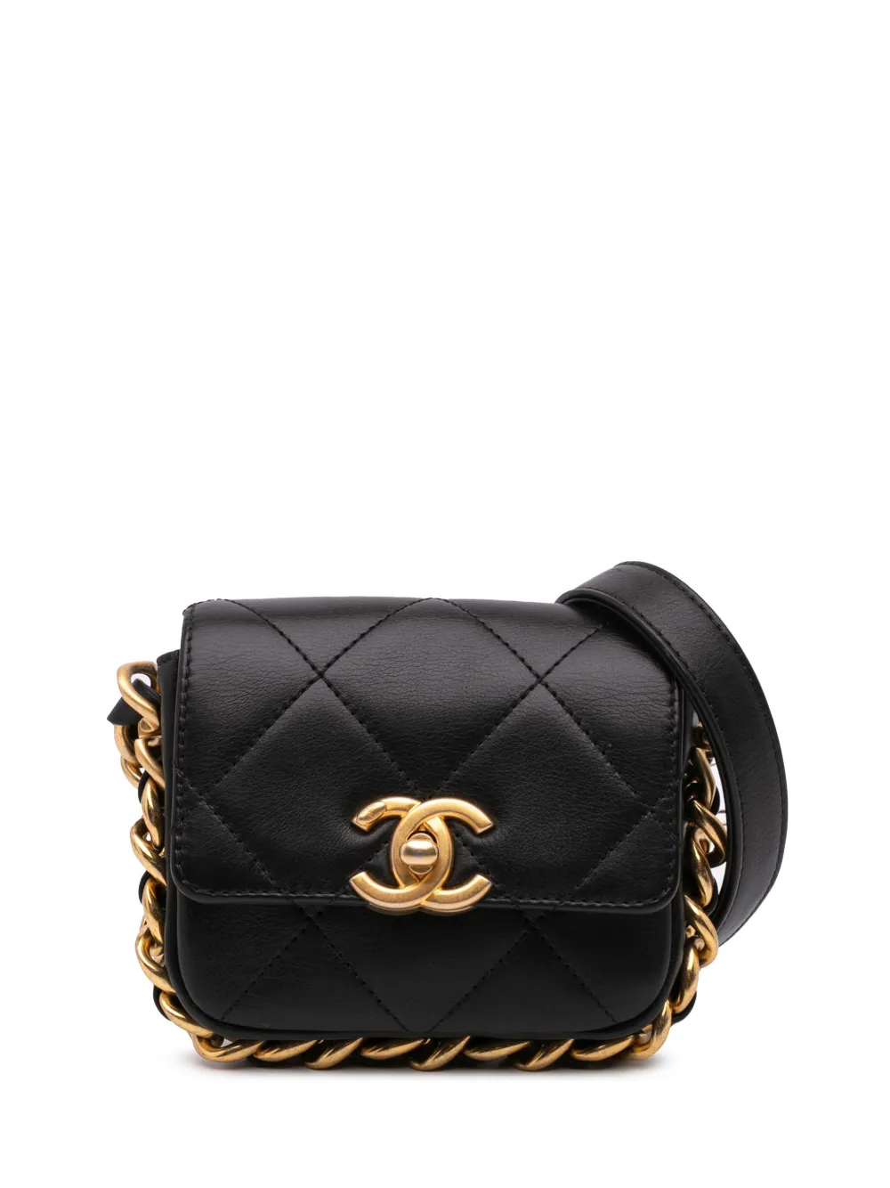 CHANEL Pre-Owned 2021-2024 Mini Quilted Calfskin Framing Chain Flap crossbody bag | Black | Image 1
