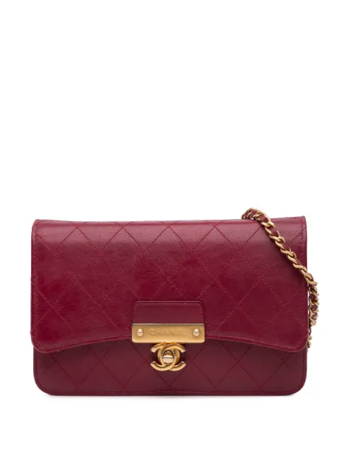 CHANEL Pre-Owned 2018-2019 CC Wallet On Chain geitenleren crossbodytas met stiksels