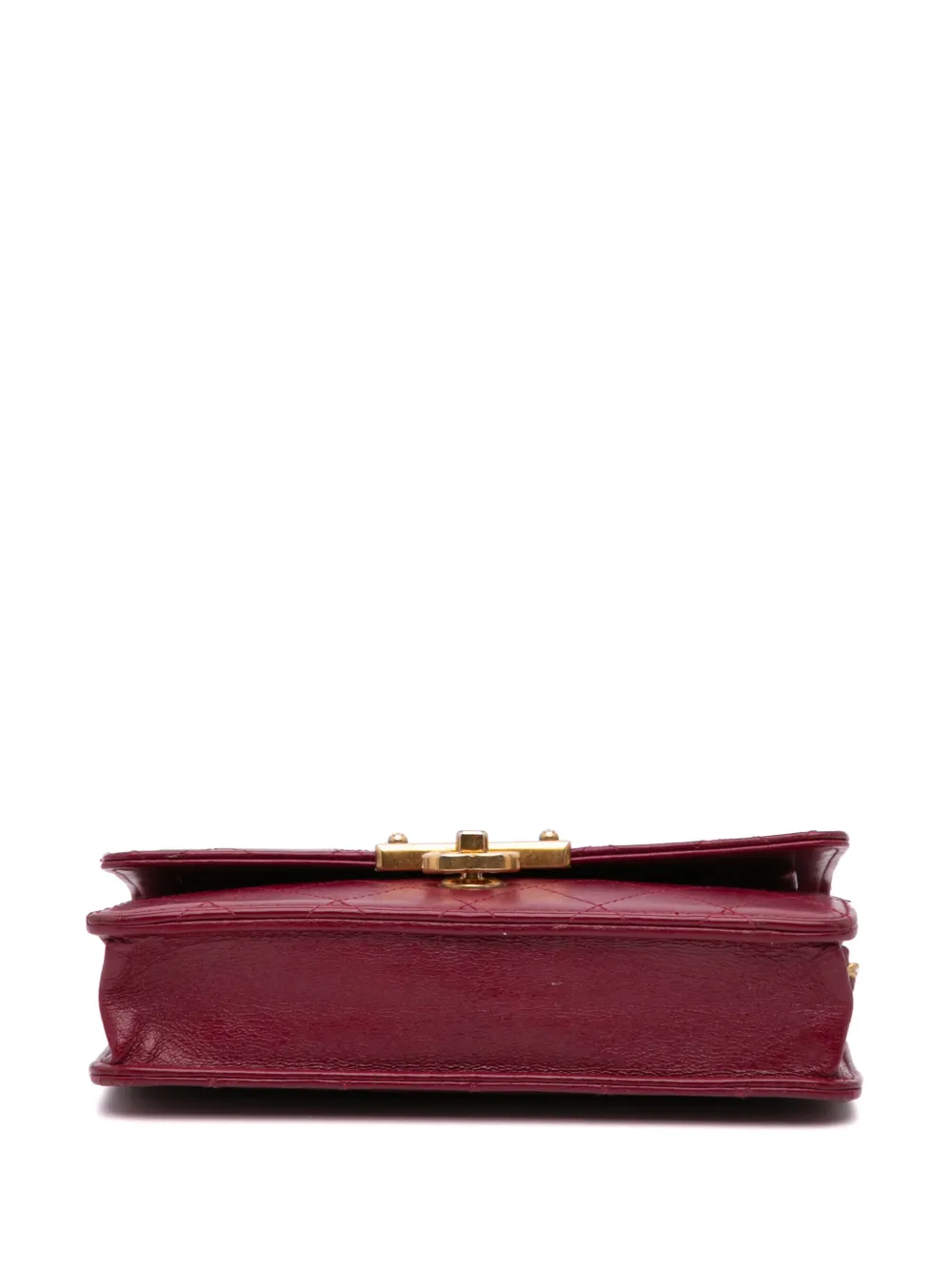 Pre-owned Chanel 2018-2019 Stitched Goatskin Golden Cc Wallet On Chain Crossbody Bag In Red