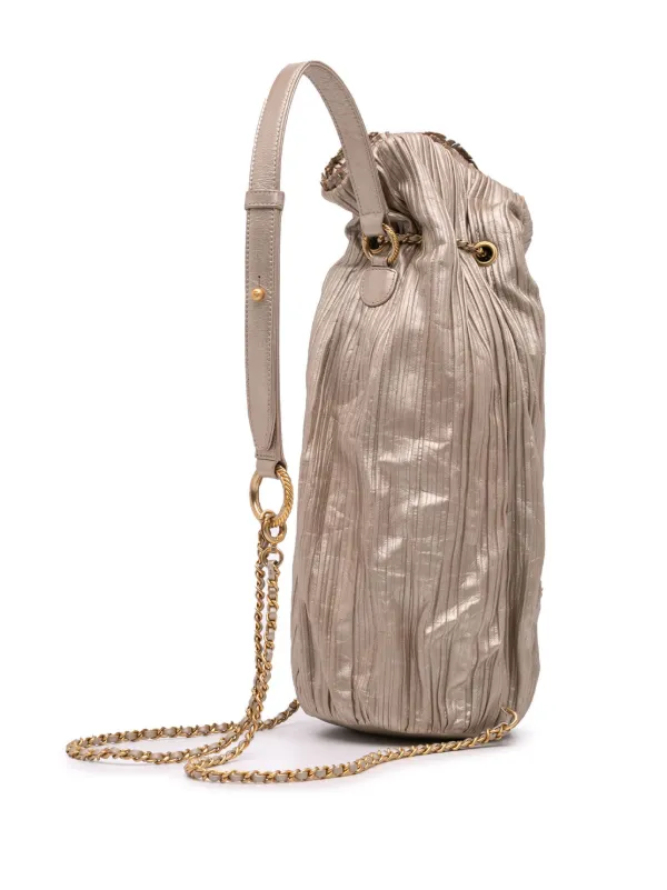 Gold chanel drawstring backpack Chanel Gold Croc Embossed Leather Drawstring Backpack Chanel  main image 2