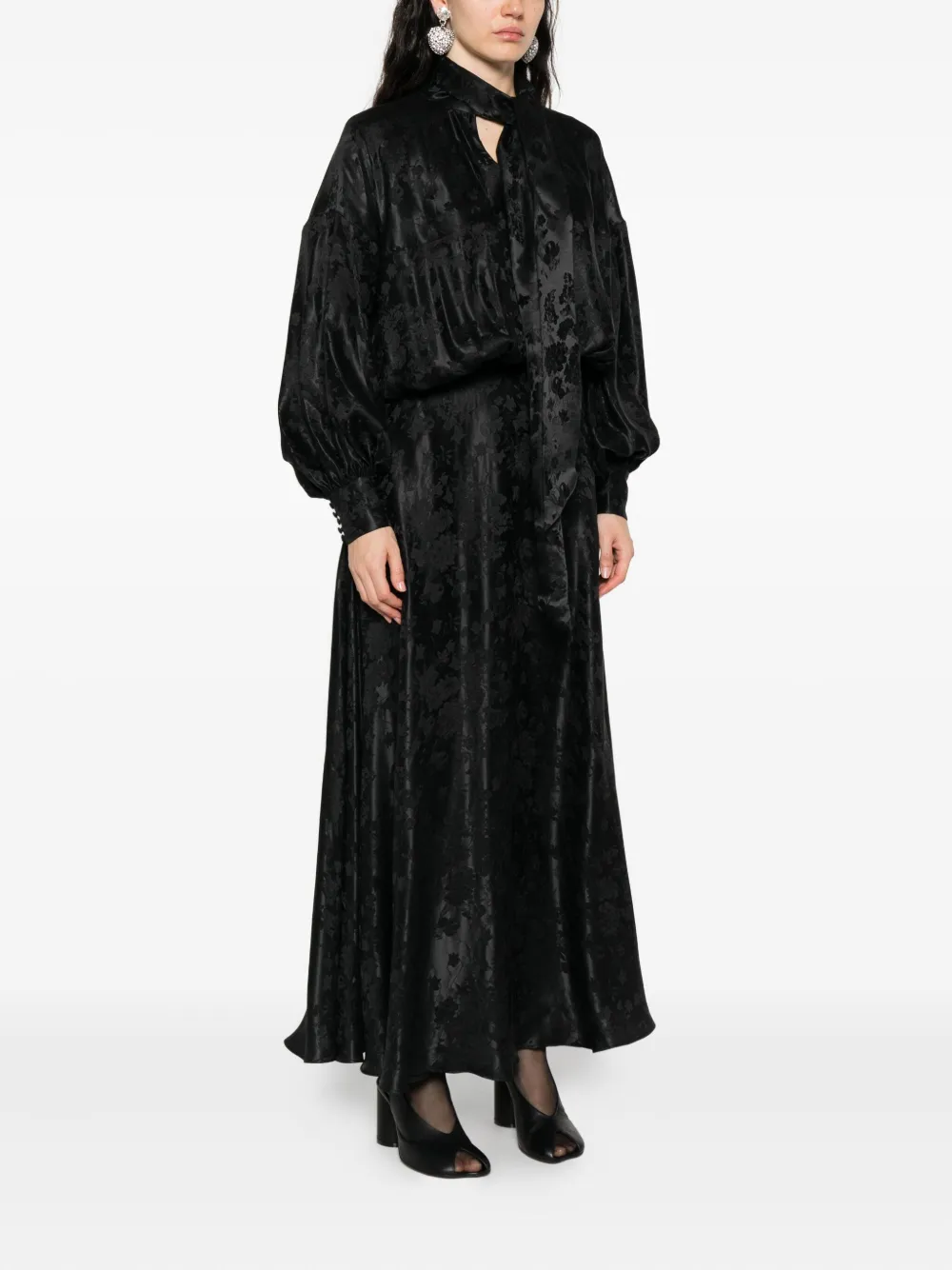 Viktor & Rolf Bow-detail Patterned Maxi Dress In Black