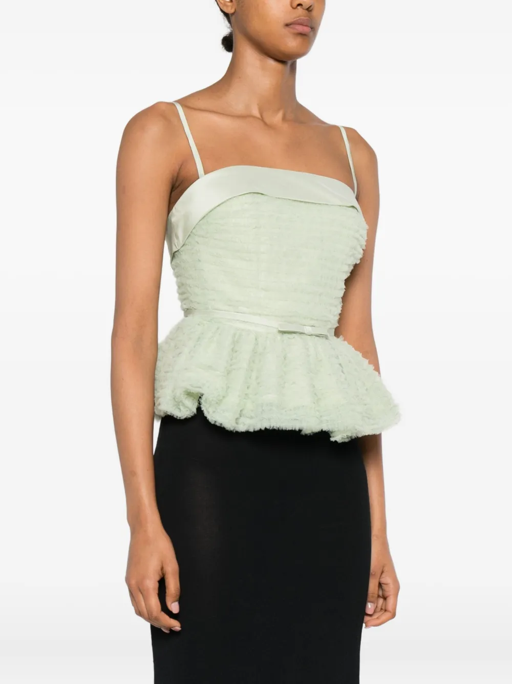 Viktor & Rolf Tulle Ruffle Sleeveless Top In Green