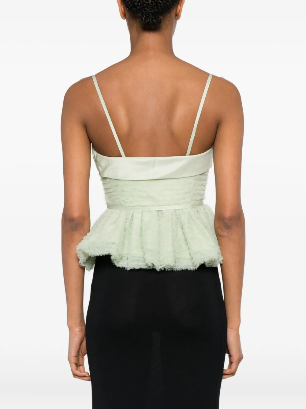 Viktor & Rolf Tulle Ruffle Sleeveless Top In Green