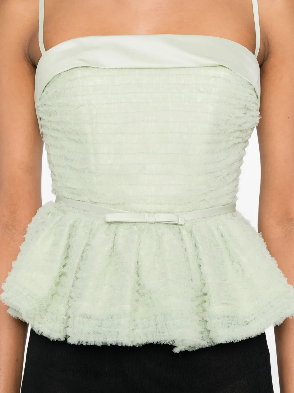 Viktor & Rolf Tulle Ruffle Sleeveless Top In Green